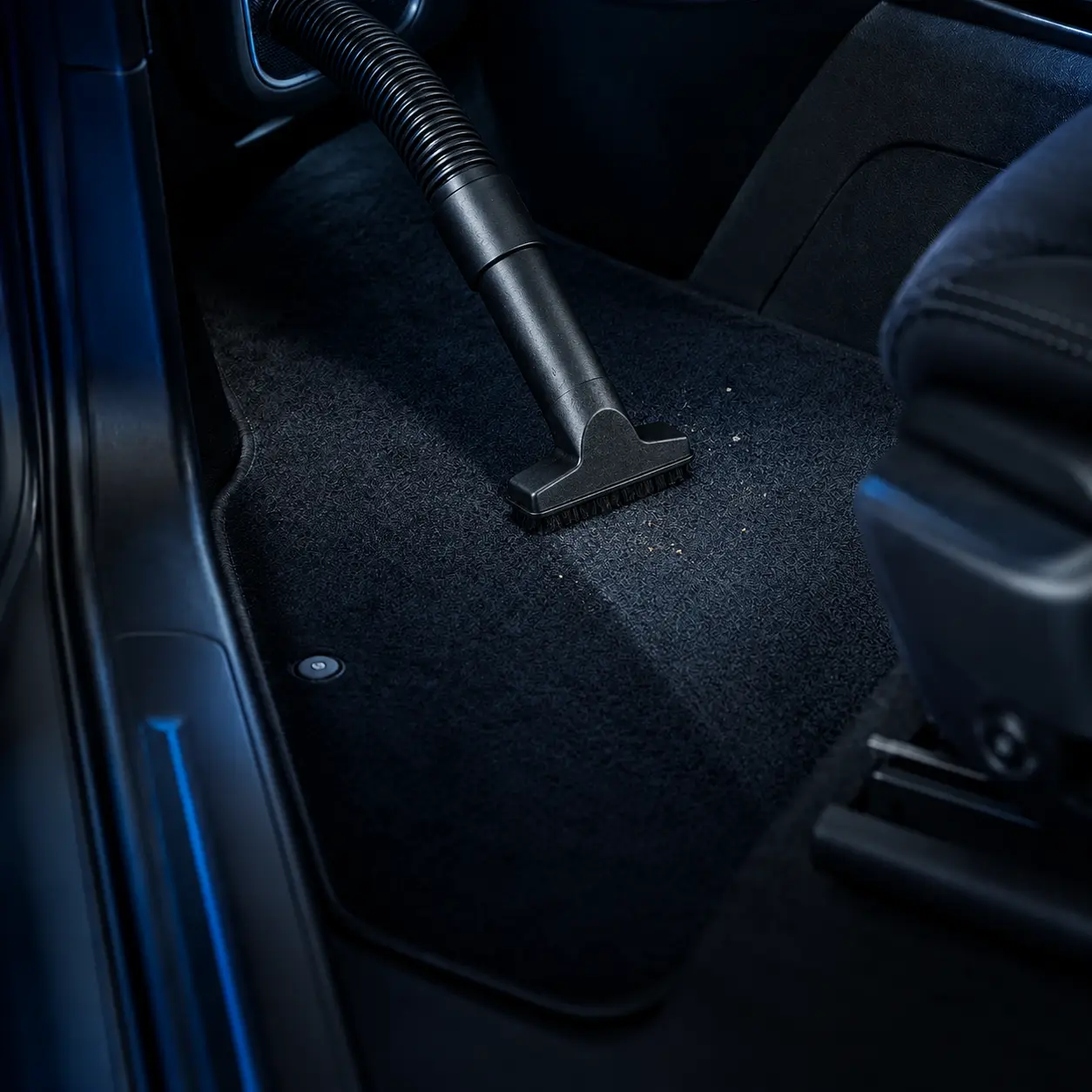 Aspiration professionnelle de la moquette d'un véhicule